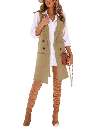 Image of IDEALSANXUN Womens Long Sweater Vest Fall Winter Sleeveless Knit Cardigan Outerwear