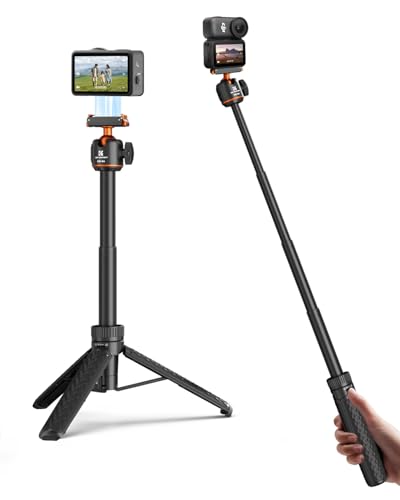 K&F CONCEPT Upgrade 25.6/65cm Magnetic Quick Release Tripod for DJI Osmo Action 6 2-in-1 Extendable Handle Mini Travel Tripod for Osmo Nano 360 Ball Head Selfie Stick Vlogging Stand/Accessories