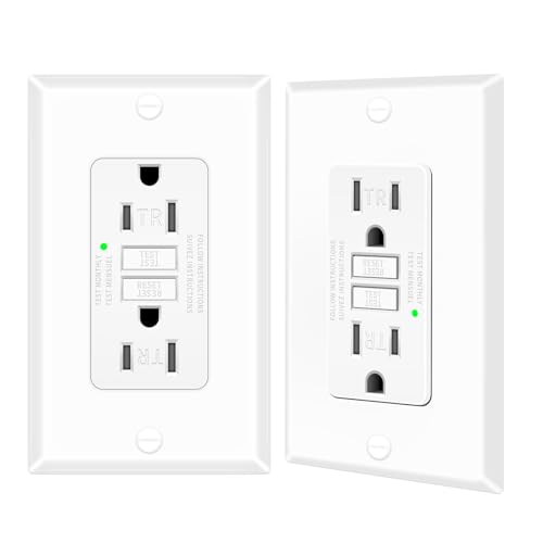 15A GFCI Outlet Tamper-Resistant Self-Test, 2 Pack ETL Listed White