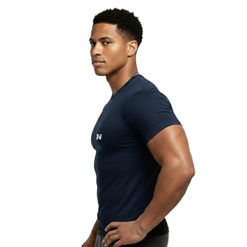 Image of NINQ Full Sleeve Compression, Workout, Round Neck, Down Shoulder T-Shirt - Men's Gym, Athletic & Sports Tights for Fitness