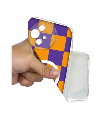 Image of Casotec Back Cover for Alcatel V3 Ultra 5G Royal Orange Checkboard Magnetic Ring Design (Not Magnetic Compatible) | UV Printed Soft TPU Shockproof Back Case for Alcatel V3 Ultra 5G
