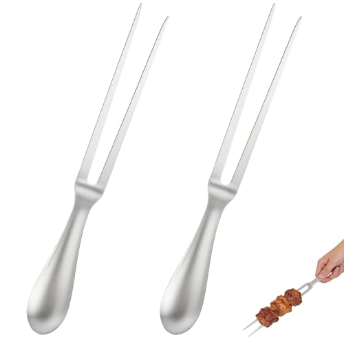 2 PCS Carving Fork304 Stainless Steel Meat ForkTwin-Prong Roasting Fork with Ergonomic Non-Slip Handle Polished Durable Kitchen BBQ Turkey Ham Roast Dinner Tool