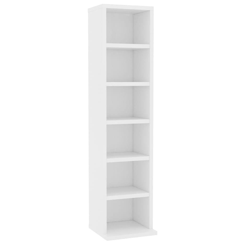 CD Cabinet – Space-Saving CD Storage Organizer - 6 Compartment White Engineered Wood Shelf for Office, Living Room, Bedroom