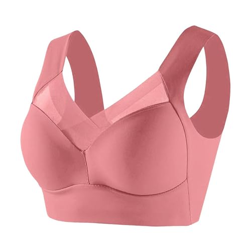 Sports Bras for Women Large Bust High Support No Underwire Bra Plus Size Supportive Bra Breathable (1-Rose Gold, XXXL)