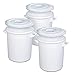 Produktbild 3x Kunststofftonne 50 Liter mit Deckel, lebensmittelecht, Polyethylen-Kunststoff (PE-HD), weiß