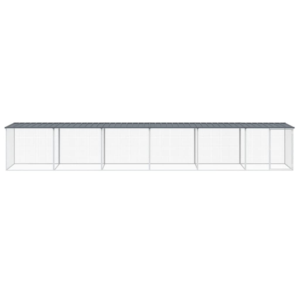 Jaula para pollos con techo antracita, 603 x 98 x 90 cm, acero galvanizado, jaula para gallinas, gallinas, conejos, gansos, palomas y codornices
