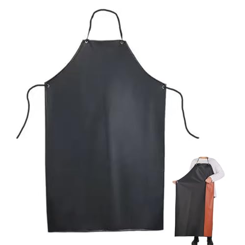 Durable waterproof apron Rubber vinyl, heavy duty 43 "x 31" black plus size male/female plastic apron to keep clean and dry while washing dishes, laboratory work, butcher dog grooming, gardening
