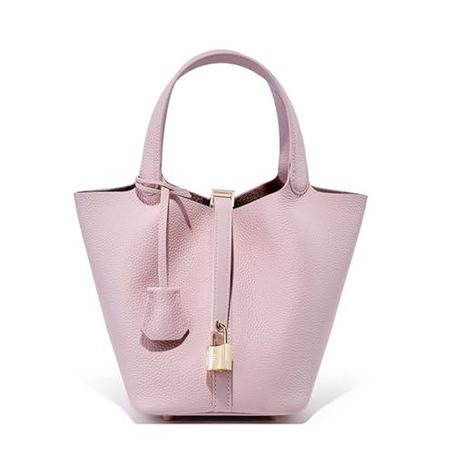 Women's Leather Bucket Bag - Adjustable Crossbody Tote with Metal Lock Closure, Boho Market Tote for Everyday & Travel, Gift Ready Handbag (Brown)