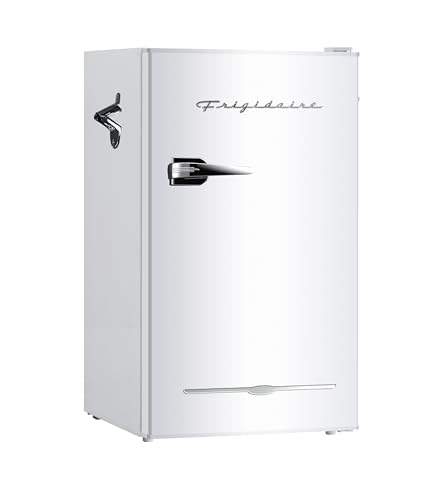 Frigidaire Retro Compact Fridge with Chiller, 3.2 cu ft Countertop Fridge with Built-In Bottle Opener, Compact Refrigerator for Office, Bedroom, Dorm Room or Cabin - 18.7"D x 19.01"W x 33.27"H (White)