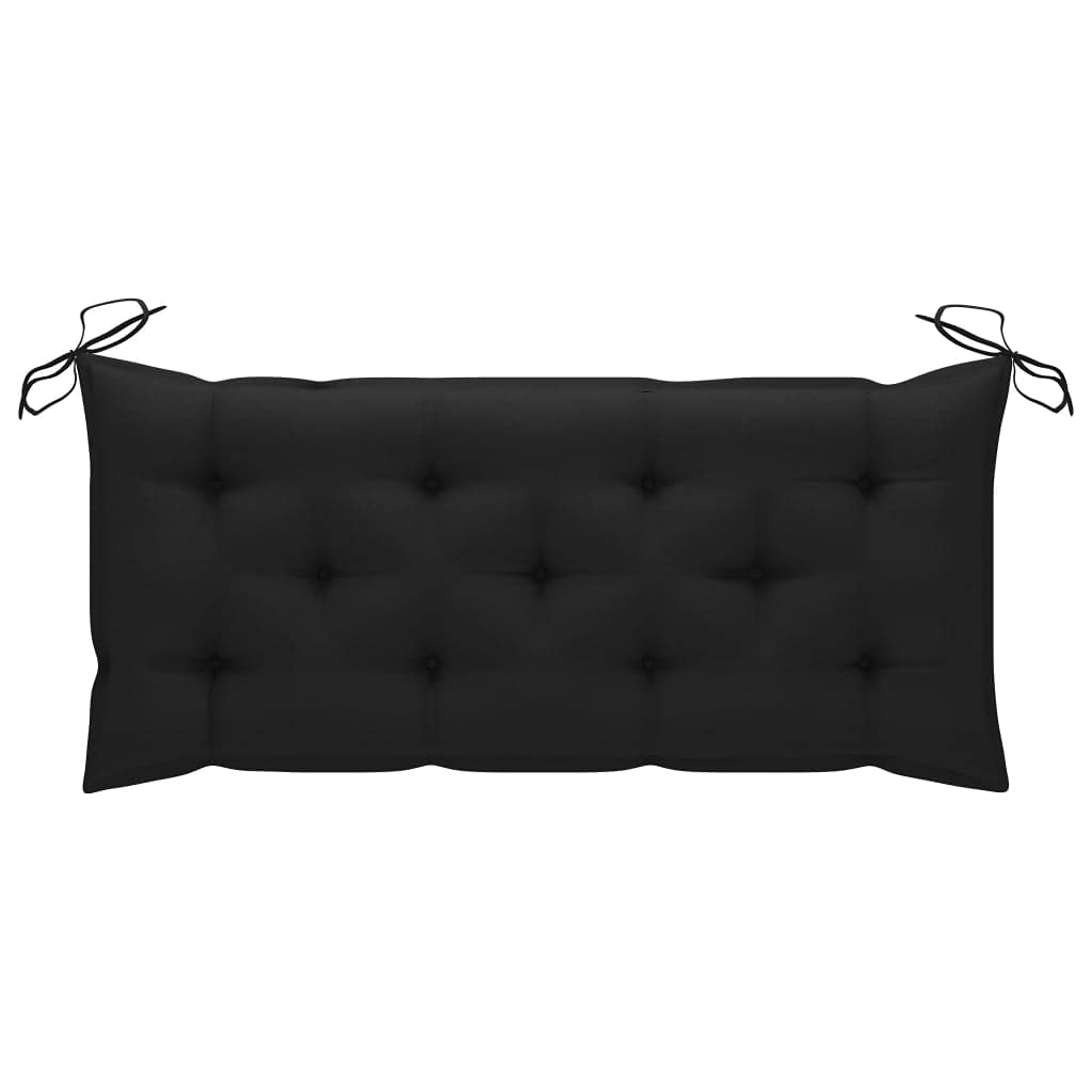 Panca da Giardino Pieghevole in Bambù con Cuscino Nero, 118 cm