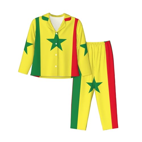 Pyjama drapeau du Sénégal pour femmes ensemble manches longues et pantalon