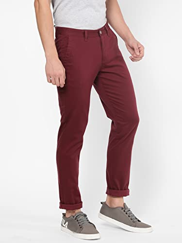 Image of Arvind Men Red Wine Modern Fit Chinos