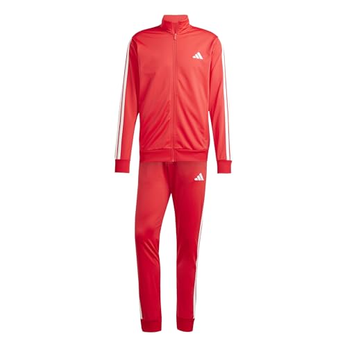adidas Homme SPORTSWEAR BASIC 3 STRIPES TRICOT TRACKSUIT, pure ruby/white, L