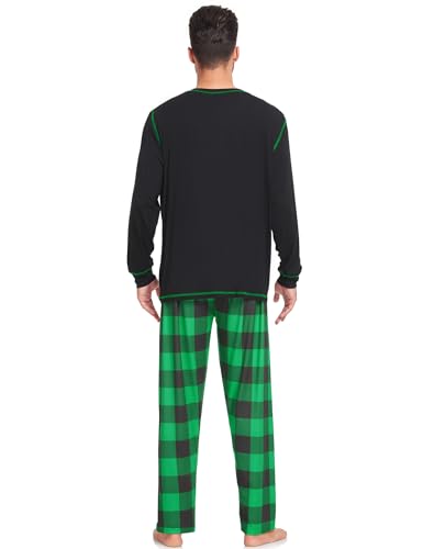SWOMOG Couple Christmas Pajamas MEN & WOMEN Pjs Long Sleeve Top & Plaid Bottom Soft Sleepwear Loungewear3