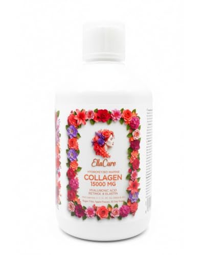 Colágeno Marino Hidrolizado 15000 mg + Ácido Hialurónico + Retinol + Elastina + Vitamina C Alta Biodisponibilidad Piel Más Firme Radiante Cabello y Articulaciones Saludables Retrasa el Envejecimiento