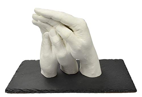 Kit de moulage Lucky Hands® pour Famille et Mariage TRIO+ | kit de moulage DIY pour empreinte de e mains d’adulte (avec Socle en Ardoise 20 x 30 cm) Cover