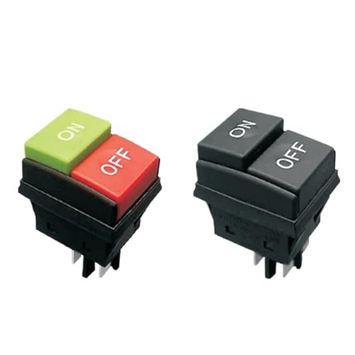 10pcs Portable Washing Machine Push Button Switch Four-Legged 2 Position ON-Off Red Green Black Car Washer 16A Silver Contact(10pcs Red Green)