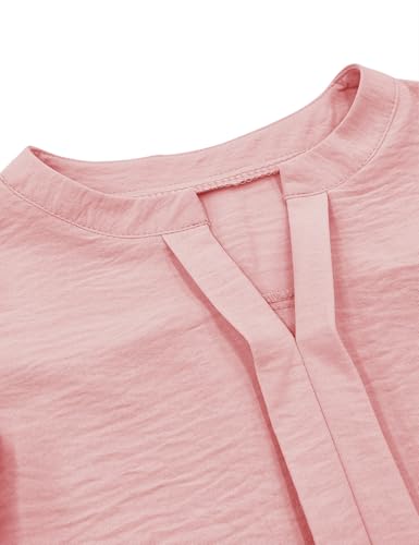 Image of Floral Find Girls Casual Ruffle Short Sleeve V Neck Textured Shirts Summer Dressy Tunic Top Blouses