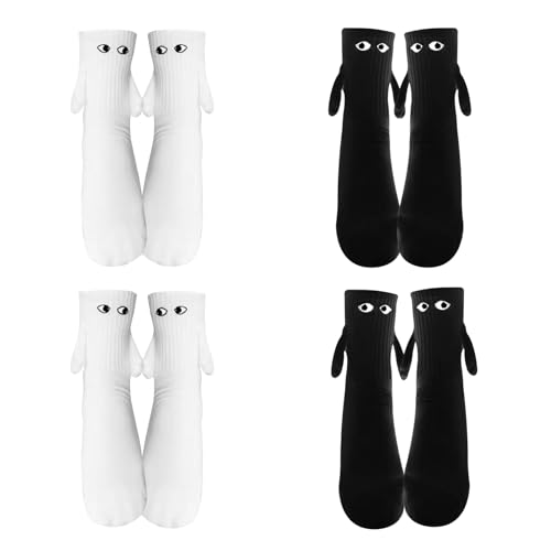 Zehan Zitong 4PCS calcetines magnéticos para parejas, Mano a Mano Calcetines, Divertidos Calcetines Succión,calcetines unisex regalos,Para Hombres,Mujeres