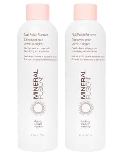 Mineral Fusion Nail Polish Remover - Acetone-Free Nail Care with Natural Solvents - Non Drying Liquid Formula - 6 fl oz, Pack of 2
