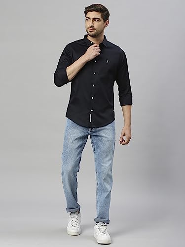 Image of Thomas Scott Men's | Solid | Full Sleeve | Slim Fit | Cotton Blend | Spread Collar | Casual Shirt