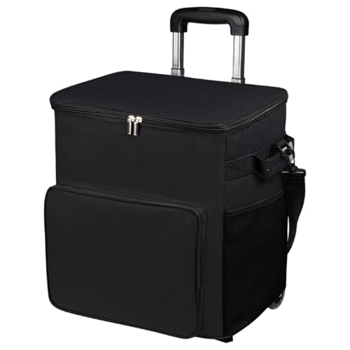 Bolsa Nevera, Nevera con Ruedas, Bolsa de 60 Latas/35 L con Varilla de Tracción Estirable y Bolsillos Múltiples, Bolsas Neveras con Asa y Correas Ajustables para Picnic Camping Playa, N