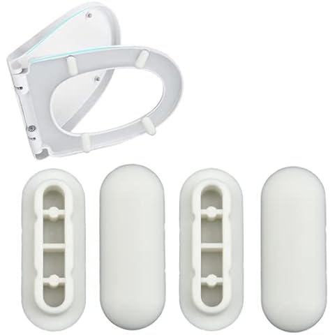 Toilet WC Seat Buffer Set Toilet Seat Bumper Noise Dampening Bumpers Gasket Toilet Seat Buffer Set Universal Toilet Bumper Replacement Cushioning Pads (White) Cover