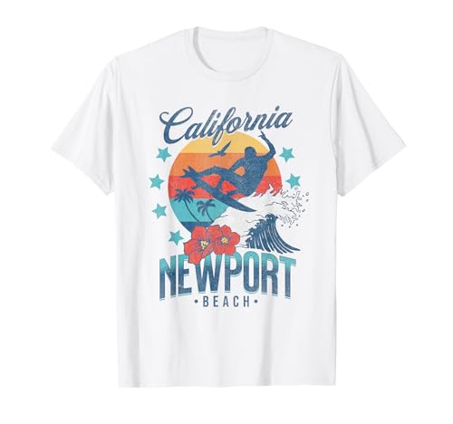 Newport Beach California Surfing Vintage Vacation Retro Surf T-Shirt