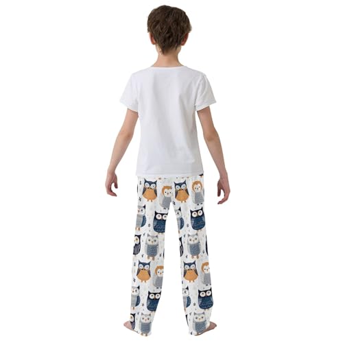 Owl Long Pajama Pants Elastic Waist PJ Bottoms with Pockets S A1103674