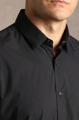 Image of Louis Philippe Men's Slim Fit Bamboo Blend Sustainable Stretch Young Formal Shirt