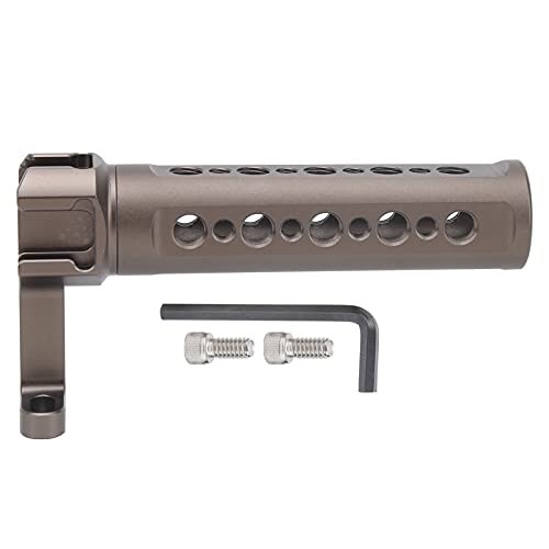 Universal Multi Functional Camera Cage Handle Grip with Cold Shoe Mount, Lightweight Aluminium Alloy Construction, Anodized Finish for Durability, Multiple Screw Holes for Equipm