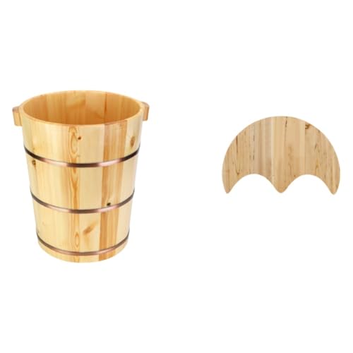 Cubeta de madera para baño de pies spa con tapa miniatura 1