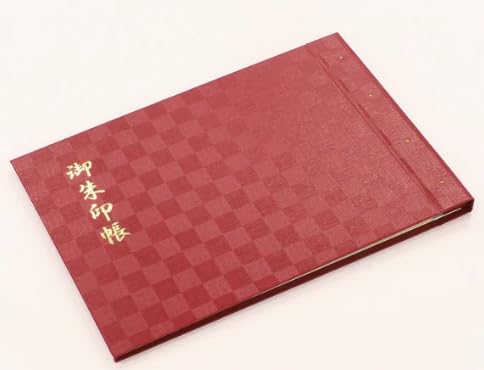 みおつくし横丁 御朱印帳|見開きサイズ|フィルム式で出し入れ簡単|差し替え可能・保管に最適|澄 紅市松(くれないいちまつ)