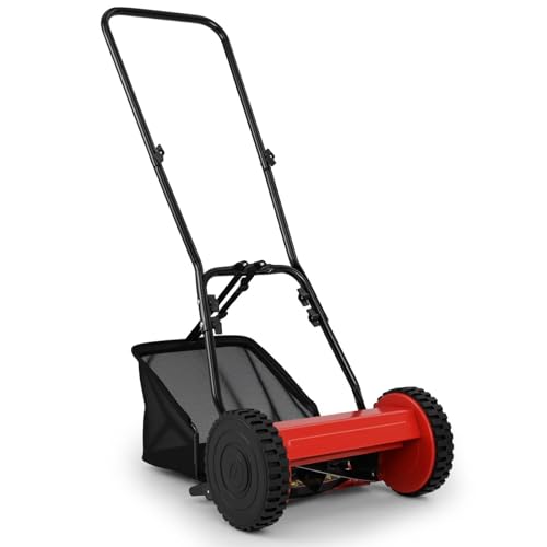 SOARS Cortacésped Manual - Ancho de Corte 30 cm, Bandeja 18.5 L, 4 Niveles de Altura (15-40 mm) - 5 Cuchillas Metálicas, 2 Ruedas - Ideal para Jardines Pequeños y Medianos