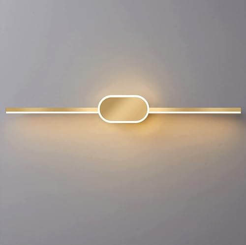 Image of Groeien LED 18 watt 3 Color Linear Gold Acrylic Picture Photo Frame /Mirror Bathroom Wall Light(Warm+Natural+Coolwhite)(Linear Glow-Gold)