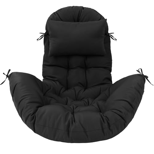 Tudomro Egg Chair Cushion Filling 2.58 kg Replacement Rocking Chair Cushions High Back Swing Hammock Egg Hanging Cushion Thicken for Indoor Outdoor Patio Garden(Black,1 Pcs)