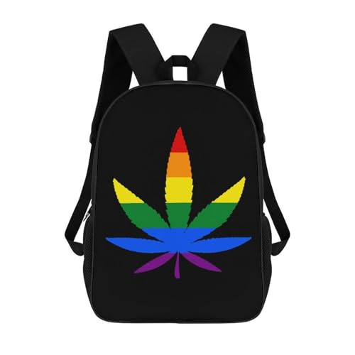 LGBT Weed Gay Proud Classic 17 Inch Backpack Travel Daypack Casual Shoulder Bag with Adjustable Strap for Men Women