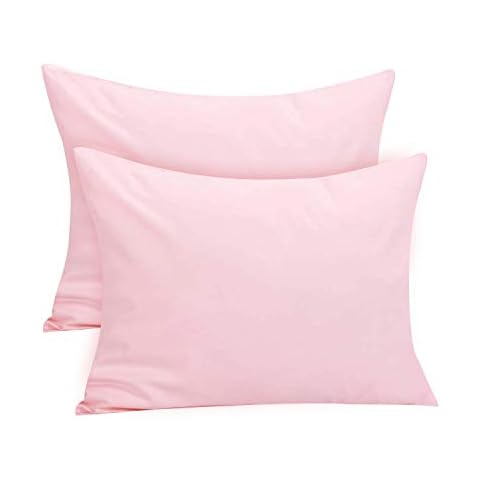 Aisawate 100% Cotton Toddler Pillowcase/Travel Pillowcase Pack of 2 Set 14x20 Inches with Envelope Closure - Hypoallergenic, Soft & Breathable Kid Pillow Case Cover Solid Pink Cover