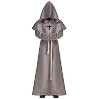 BLESSUME Monje Disfraz Sacerdote Fraile Medieval Encapuchado