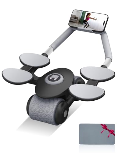 Zumhigh Upgraded Automatic Rebound Ab Roller with Elbow Support & Timer Easy Assembly Includes Knee Pad Perfect for Home Gym & Core Workouts