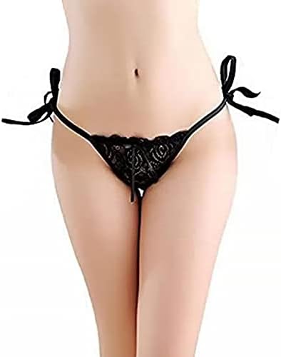 Female Easy off underwear Transparent Lace G-Strings Adjustable G-Strings Panties briefs (black)