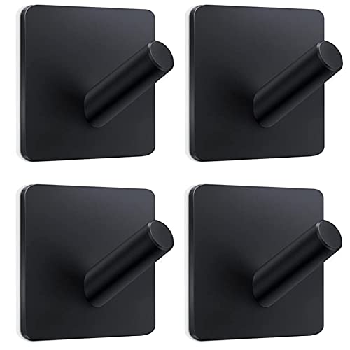 LgowithU 4 Pack Self Adhesive Hooks, 3M Sticky Hooks Stainless Steel Heavy Duty Coat Hooks, Waterproof and Rust Proof Towel Door Wall Hooks for Kitchen, Bathroom, Lavatory Closet