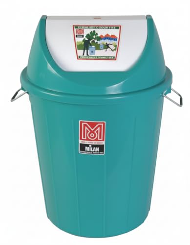 Image of Milan Plastic Swing Lid Garbage Dustbin 80 Litre Green