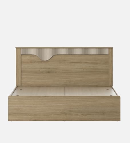 Image of Spacewood Rivolla Bed |Queen Size (78 X 60) Engineered Wood Bed with Box Type Storage| 3 Year Warranty | Modern Design |Engineered Wood | Santana Oak & Bamboo Flute