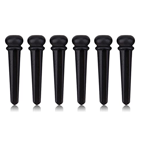 6Pcs Guitar Bridge Pins Ebony Bridge Pins String Peg Guitar Parts of 6 Pieces with Abalone Shell for Folk Guitar Guitars Accessories