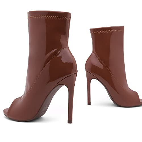 Shoe Land Chelsee Womens Peep Toe Ankle Booties Stiletto High Heel Dress Boots4