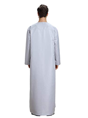 HANYIMIDOO Men's Long Sleeves Round Neck Arab Muslim Thobe Thawb4