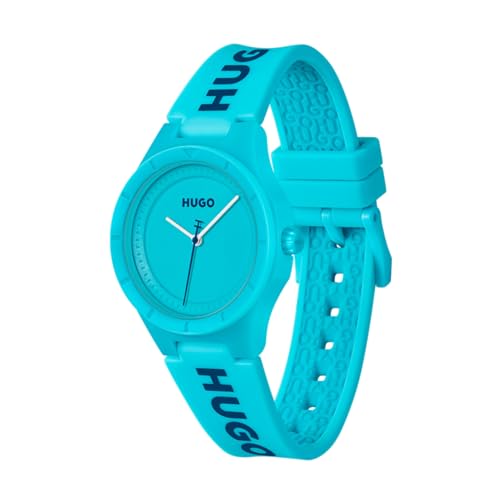 Image of Hugo #Lit for Her Qtz Basic Light Blue Round Dial Women's Watch|Blue Silicone Material|Blue Color Band - 1540166