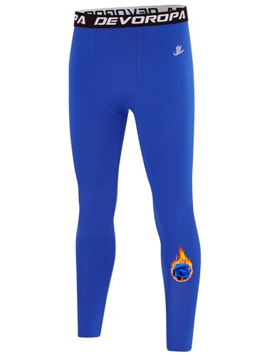 DEVOROPA Youth Boys' Compression Leggings Sports Tights Fleece Lined Thermal Base Layer Pants