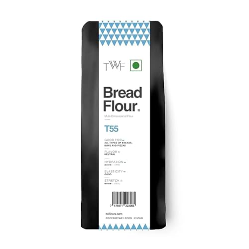 Image of TWF Bread Flour T55 - Premium Unbleached All Purpose Flour for Breads, Buns & Pizzas | Ideal for Home Baking | Bake Perfect Breads Everytime 2 Kg (Pack of 2)